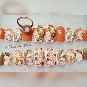 Luxurious press-on Nails and ring